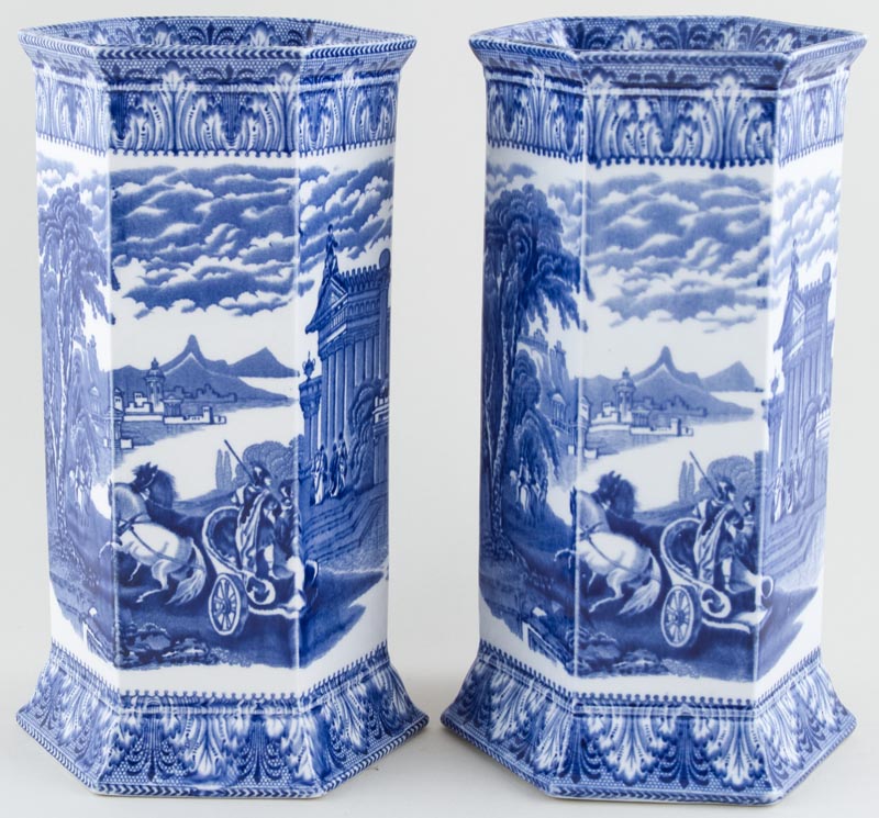 Vases pair of hexagonal large c1930s